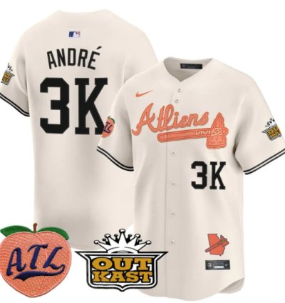 André Jersey 3k Atlanta Braves Atliens Peach Vapor Premier Limited Stitched Cream