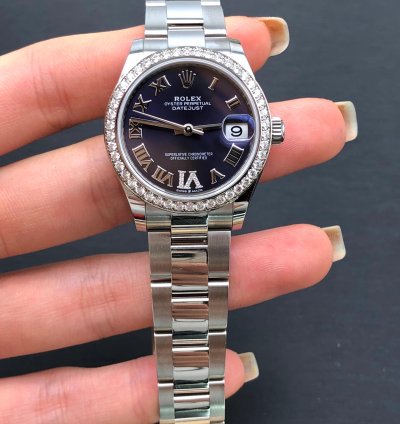 Rolex Datejust 31 278384rbr Viix Purple Roman Dial Diamond Bezel Oyster