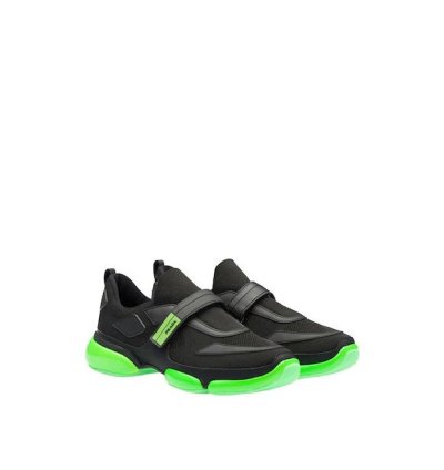 Cloudust Technical Fabric Sneakers In Black Green Color