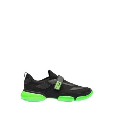 Cloudust Technical Fabric Sneakers In Black Green Color