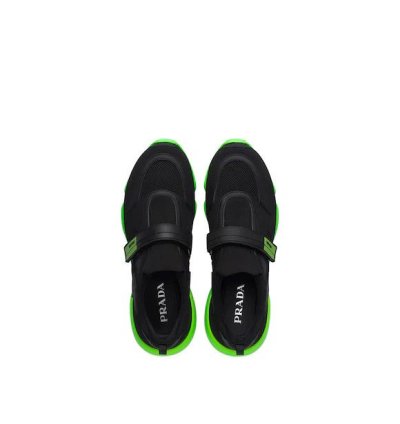 Cloudust Technical Fabric Sneakers In Black Green Color