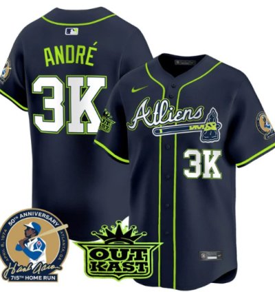 André Jersey 3k Atlanta Braves Atliens Hank Aaron Patch Limited Stitched