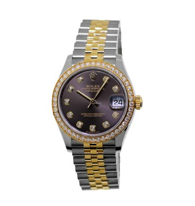 Rolex Datejust 31 31mm 18k Yellow Gold Steel Rhodium Diamond Dial Diamond Bezel 278383