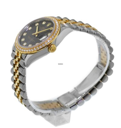 Rolex Datejust 31 31mm 18k Yellow Gold Steel Rhodium Diamond Dial Diamond Bezel 278383