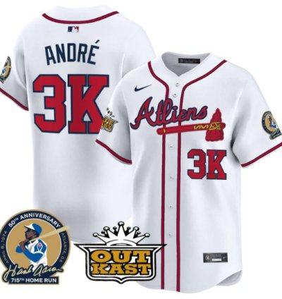 André Jersey 3k Atlanta Braves Atliens Hank Aaron Patch Limited Stitched White
