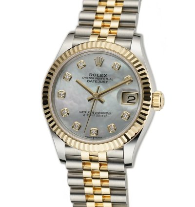 Rolex Datejust 31 31mm Steel And 18k Yg Mop Mother Of Pearl Diamond Dial Jubilee