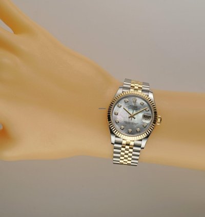 Rolex Datejust 31 31mm Steel And 18k Yg Mop Mother Of Pearl Diamond Dial Jubilee