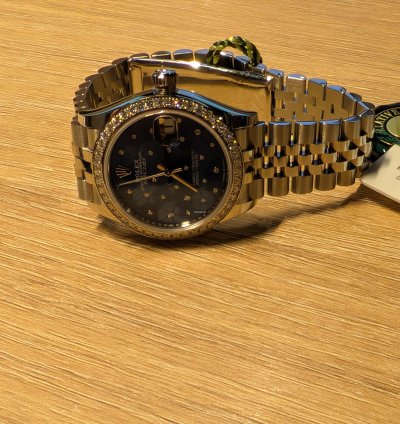 Rolex Datejust 31 Azurro With Diamonds Bezel Floral Face Gold Steel Jubilee