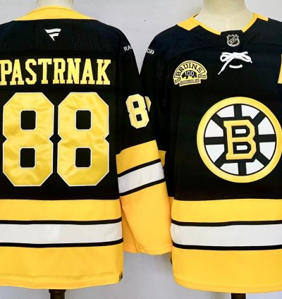 Mens David Pastrnak Jersey 88 Boston Bruins 100th Anniversary Black Stitched