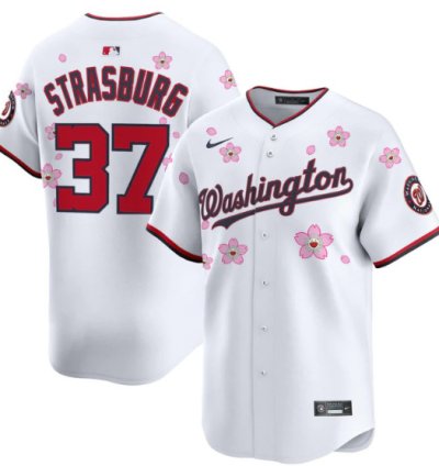Stephen Strasburg Jersey 37 Washington Nationals Cherry Vapor Premier Limited Stitched White
