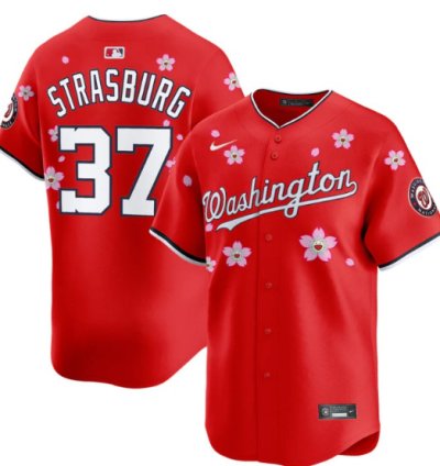 Stephen Strasburg Jersey 37 Washington Nationals Cherry Blossom Vapor Premier Limited Stitched Red