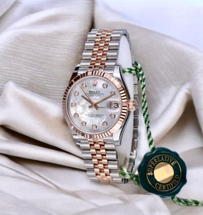 Rolex Datejust 31 Jubilee Rose Gold Steel - Mother Of Pearl Factory Diamonds Unworn 2024