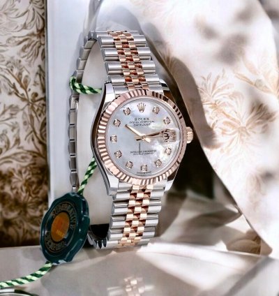 Rolex Datejust 31 Jubilee Rose Gold Steel - Mother Of Pearl Factory Diamonds Unworn 2024