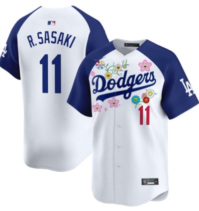 Roki Sasaki kanji Jersey 11 Dodgers X Takashi Murakami 2025 Vapor Stitched Alternate