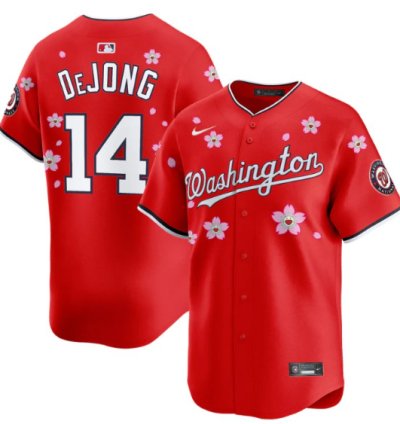 Paul Dejong Jersey 14 Washington Nationals Cherry Blossom Vapor Premier Limited Stitched Red
