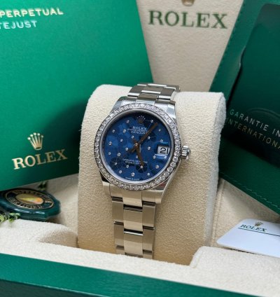 Rolex Datejust 31 New 2024 Blue Floral Diamond Dial Diamond Bezel Stainless Steel Oyster