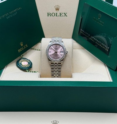 Rolex Datejust 31 New 2024 Pink Index Dial Diamond Bezel Stainless Steel Jubilee Bracelet
