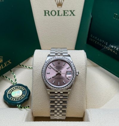 Rolex Datejust 31 New 2024 Pink Index Dial Diamond Bezel Stainless Steel Jubilee Bracelet