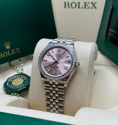 Rolex Datejust 31 New 2024 Pink Index Dial Diamond Bezel Stainless Steel Jubilee Bracelet