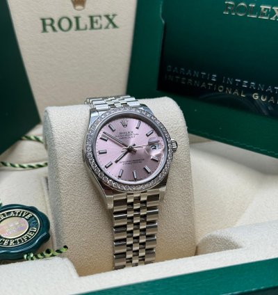 Rolex Datejust 31 New 2024 Pink Index Dial Diamond Bezel Stainless Steel Jubilee Bracelet