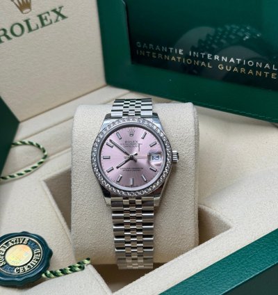 Rolex Datejust 31 New 2024 Pink Index Dial Diamond Bezel Stainless Steel Jubilee Bracelet