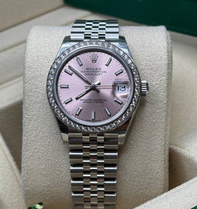 Rolex Datejust 31 New 2024 Pink Index Dial Diamond Bezel Stainless Steel Jubilee Bracelet