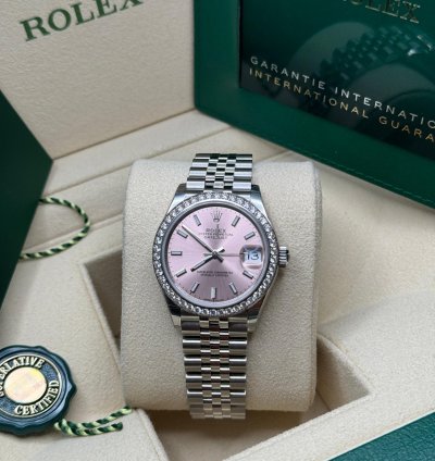 Rolex Datejust 31 New 2024 Pink Index Dial Diamond Bezel Stainless Steel Jubilee Bracelet