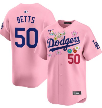 Mookie Betts Jersey 50 Dodgers X Takashi Murakami 2025 Vapor Limited Stitched Cherry Blossom