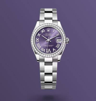 Rolex Datejust 31 New 2024 Purple Diamond Pave 6 9 Dial Diamond Bezel Stainless Steel Oyster