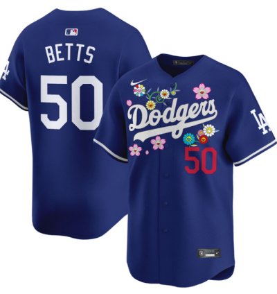 Mookie Betts Jersey 50 Dodgers X Takashi Murakami 2025 Vapor Limited Stitched Royal