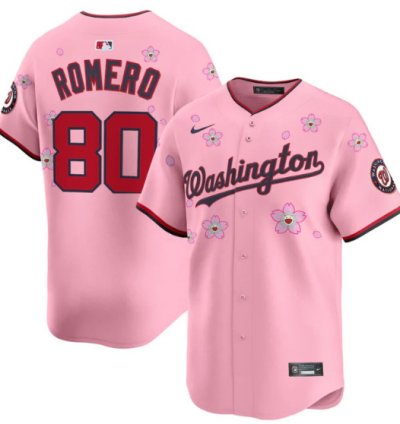 Maxwell Romero Jr Jersey 80 Washington Nationals Cherry Blossom Vapor Premier Limited Stitched