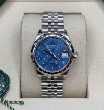 Rolex Datejust 31 New 2025 Blue Floral Diamond Dial Stainless Steel Scattered Diamond Jubilee