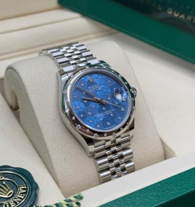 Rolex Datejust 31 New 2025 Blue Floral Diamond Dial Stainless Steel Scattered Diamond Jubilee