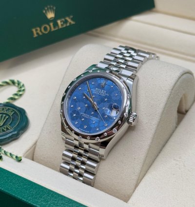 Rolex Datejust 31 New 2025 Blue Floral Diamond Dial Stainless Steel Scattered Diamond Jubilee
