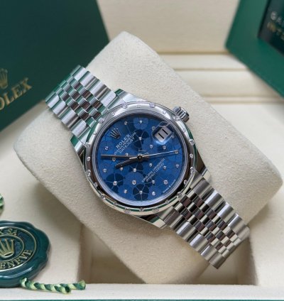 Rolex Datejust 31 New 2025 Blue Floral Diamond Dial Stainless Steel Scattered Diamond Jubilee