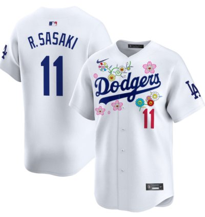 Roki Sasaki kanji Jersey 11 Dodgers X Takashi Murakami 2025 Vapor Stitched White