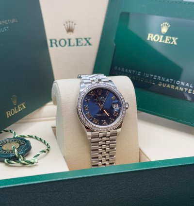 Rolex Datejust 31 New 2025 Blue Roman Dial Diamond Bezel Stainless Steel Jubilee