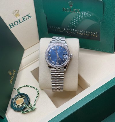 Rolex Datejust 31 New 2025 Blue Roman Dial Diamond Bezel Stainless Steel Jubilee