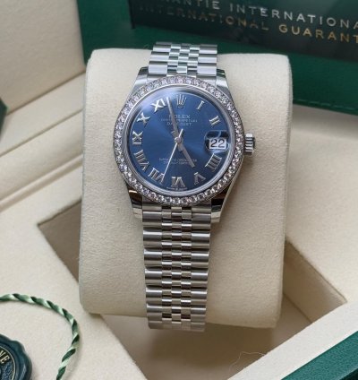 Rolex Datejust 31 New 2025 Blue Roman Dial Diamond Bezel Stainless Steel Jubilee
