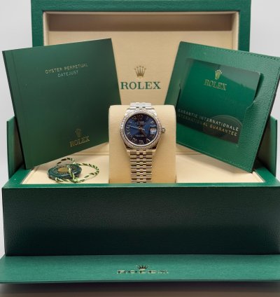 Rolex Datejust 31 New 2025 Blue Roman Dial Diamond Bezel Stainless Steel Jubilee