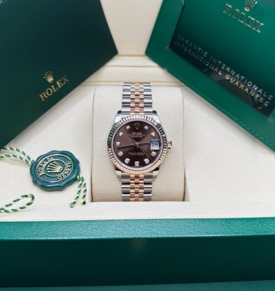 Rolex Datejust 31 New 2025 Chocolate Diamond Dial Two Tone Rose Gold Fluted Jubilee Bracelet