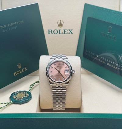 Rolex Datejust 31 New 2025 Pink Diamond Dial Scattered Diamond Bezel Stainless Steel Jubilee
