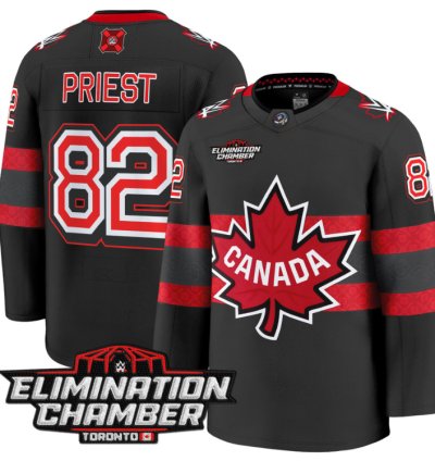 Men Damian Priest Jersey 82 Elimination Chamber Toronto 2025 Stitched Black