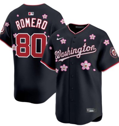 Maxwell Romero Jr Jersey 80 Washington Nationals Cherry Blossom Vapor Premier Limited Stitched Navy