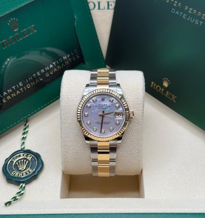 Rolex Datejust 31 New Mother Of Pearl Diamond Dial Fluted Bezel Oyster Bracelet