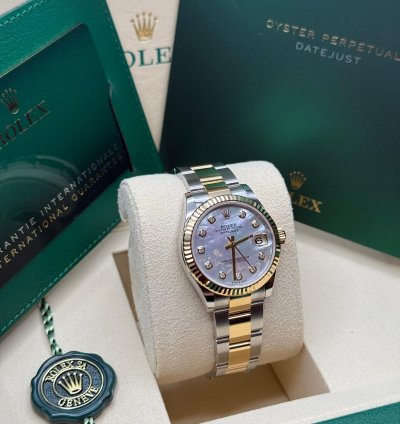 Rolex Datejust 31 New Mother Of Pearl Diamond Dial Fluted Bezel Oyster Bracelet
