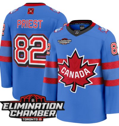 Men Damian Priest Jersey 82 Elimination Chamber Toronto 2025 Stitched Royal