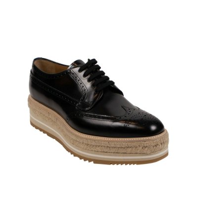 Leather Platform Lace-up Black Derby Shoes Size 11