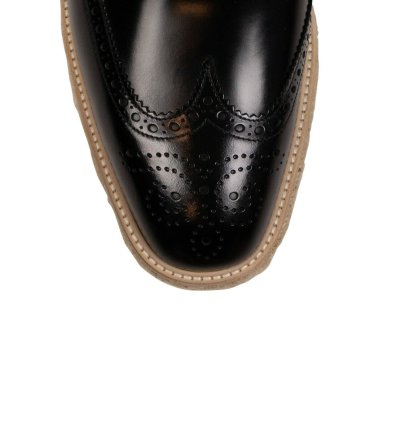 Leather Platform Lace-up Black Derby Shoes Size 11