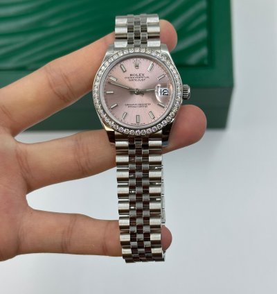 Rolex Datejust 31 Pink Dial Diamond Bezel Jubilee